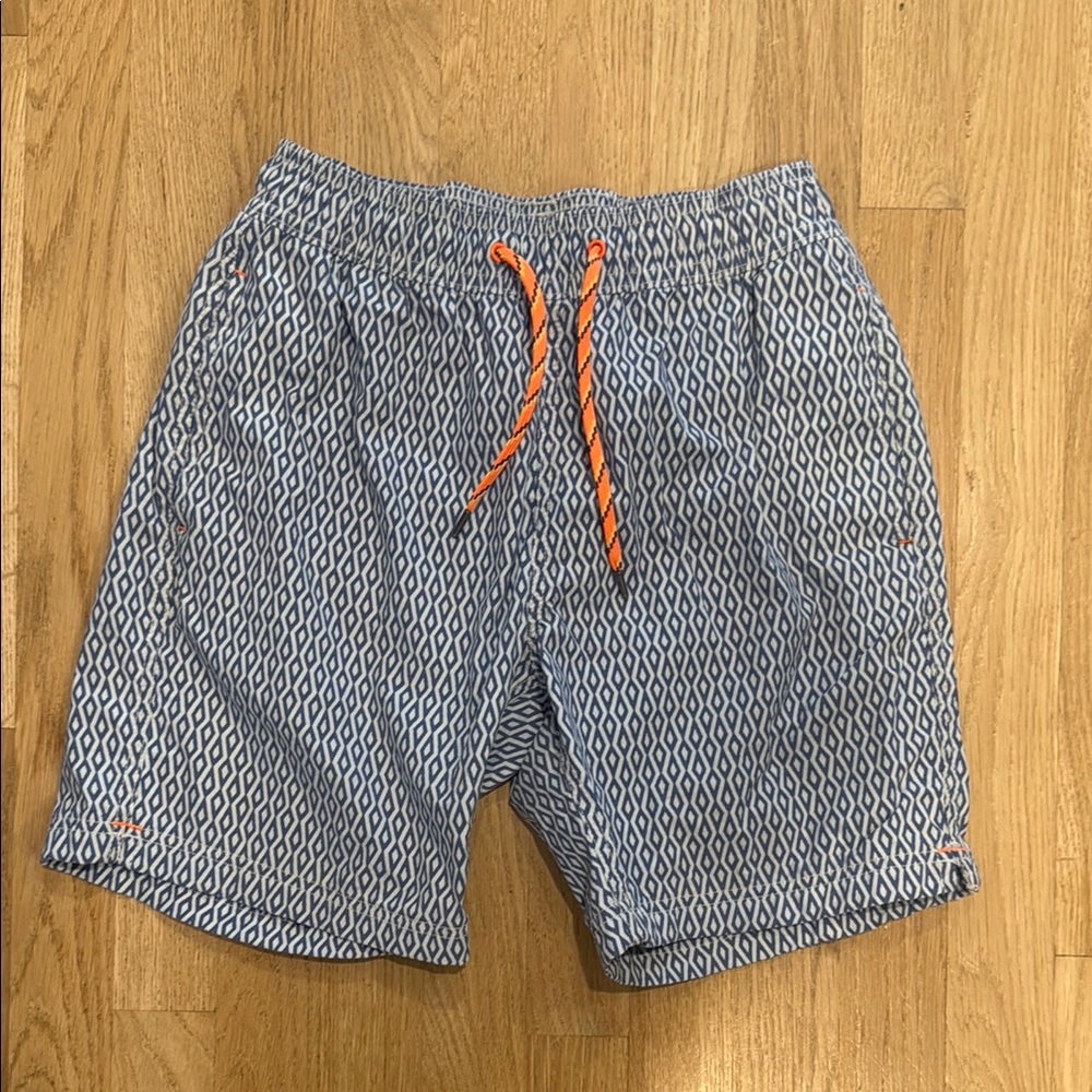 Crewcuts boy’s Blue Patterned Swim Shorts with Orange Drawstring size 16